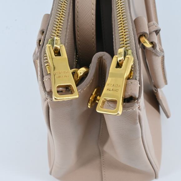 Prada Galleria Double Zip Nude Leather Logo Satchel Bag - Picture 10 of 16